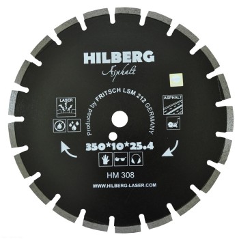 Диск алмазный отрезной 350*25,4*12 Hilberg Hard Materials Лазер асфальт арт.251350