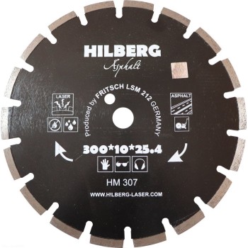Диск алмазный отрезной 300*25,4*12 Hilberg Hard Materials Лазер асфальт арт.251300